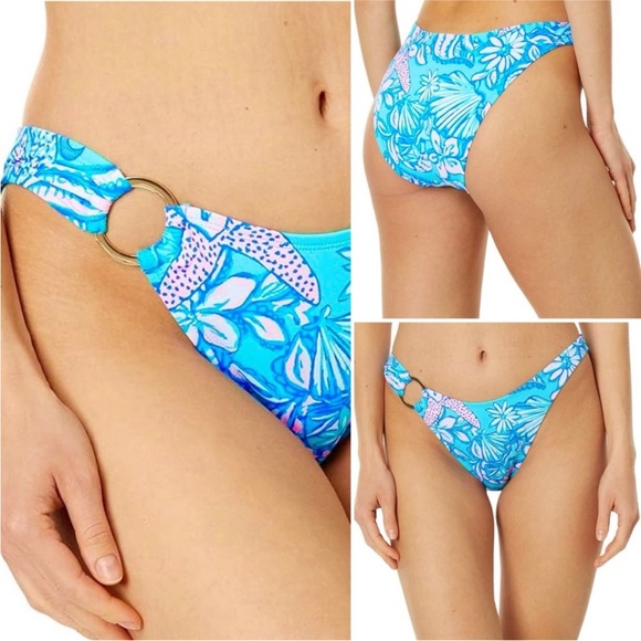 Lilly Pulitzer Kylen Bikini Bottom Amalfi Blue Sound the Sirens - Picture 2 of 15